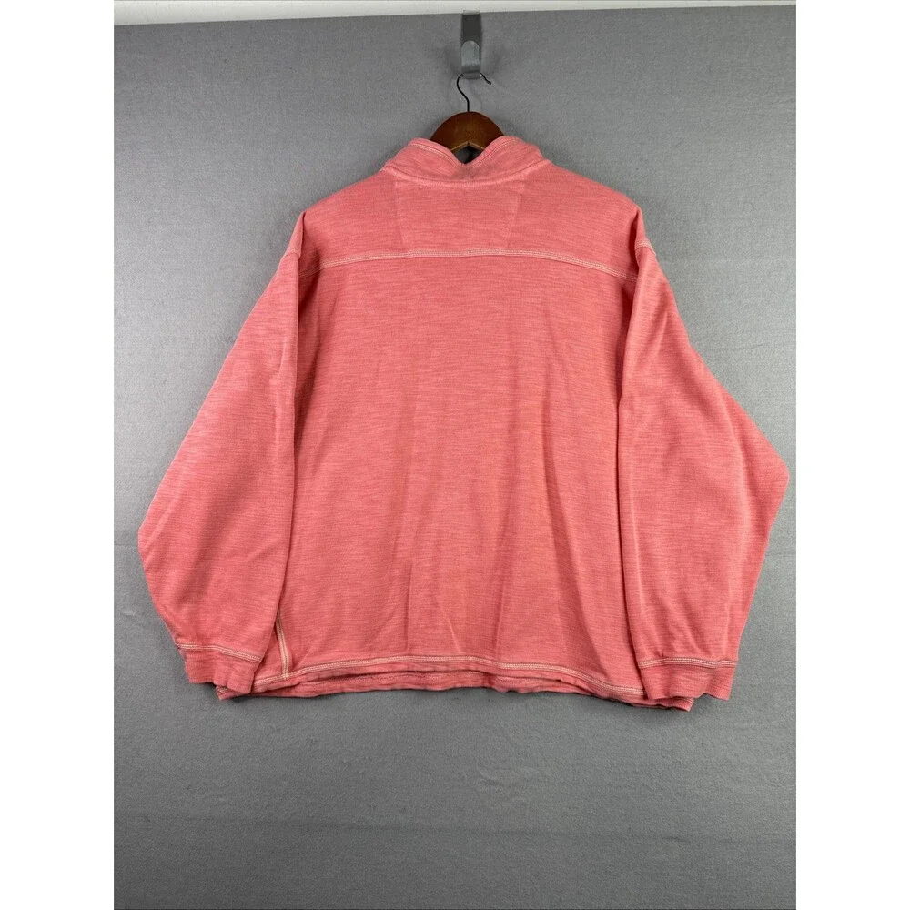 Tommy Bahama Quarter Zip Sweatshirt Men’s 2XLB Pink Pullover Pima Cotton Beach